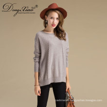 Wholesale Big Knit Crew Neck Wool Sweater For Lady Womens Pullover